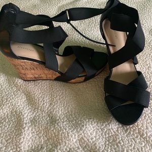 Never worn black wedges